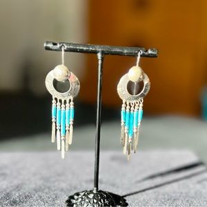 Sterling and turquoise chandelier earrings
